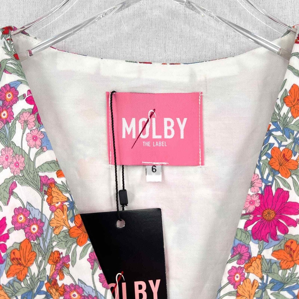 MOLBY THE LABEL Bertie Mini Dress Women UK6 US2 Floral Ruffle Collar Puff Sleeve - Picture 7 of 16